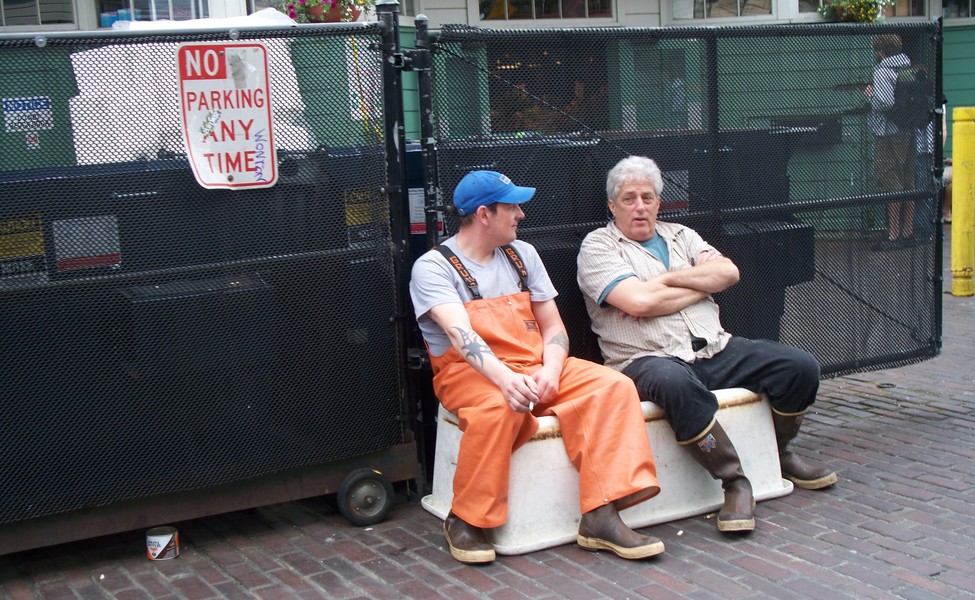 Large two men taking a break