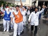 Small bahrain health workers protesting 3