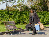 Small homeless man
