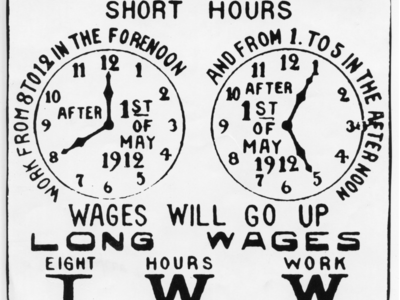 Medium poster promoting the iww campaign for the eight hour work day 1912