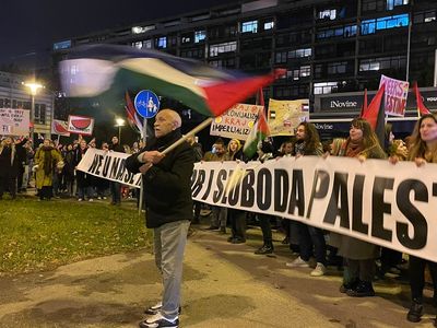 Medium prosvjednik ma%c4%91e palestinskom zastavom